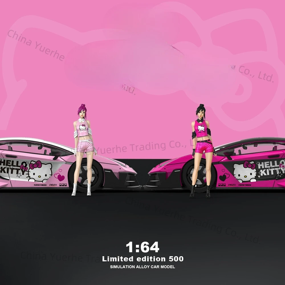 

1:64 Светлый порошок Rambo Kitty, темный порошок, имитация модели автомобиля из сплава, орнамент