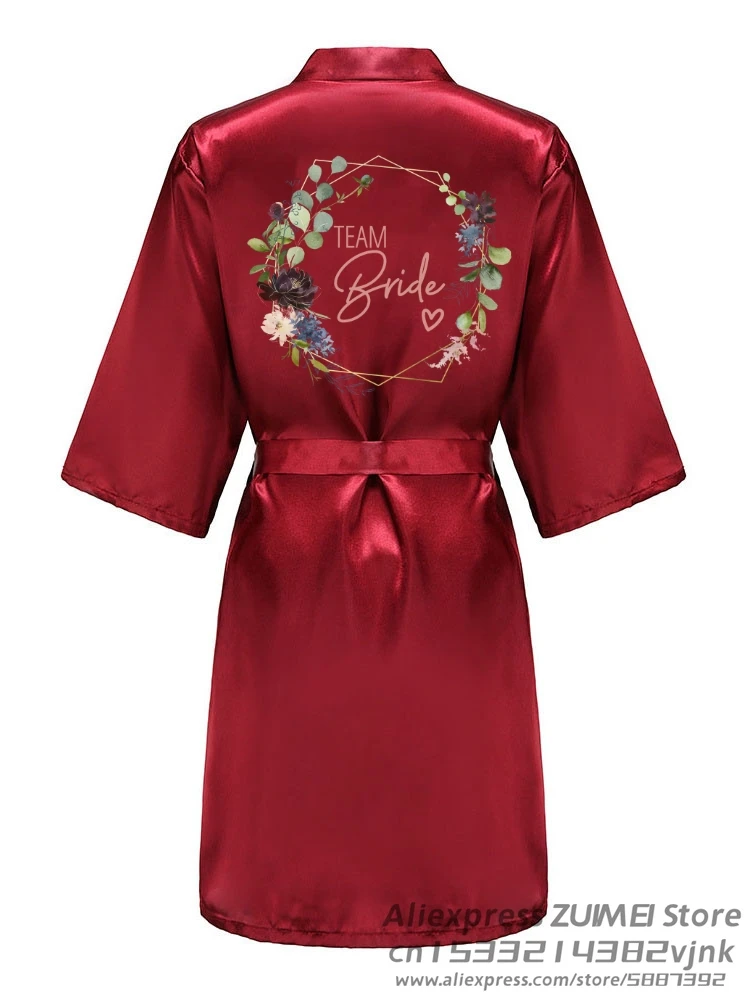 Wedding Satin Dressing Fixed printing EVJF Print Gown Personalized Bride Team Bathobe Bridal Party Bridesmaid Robes