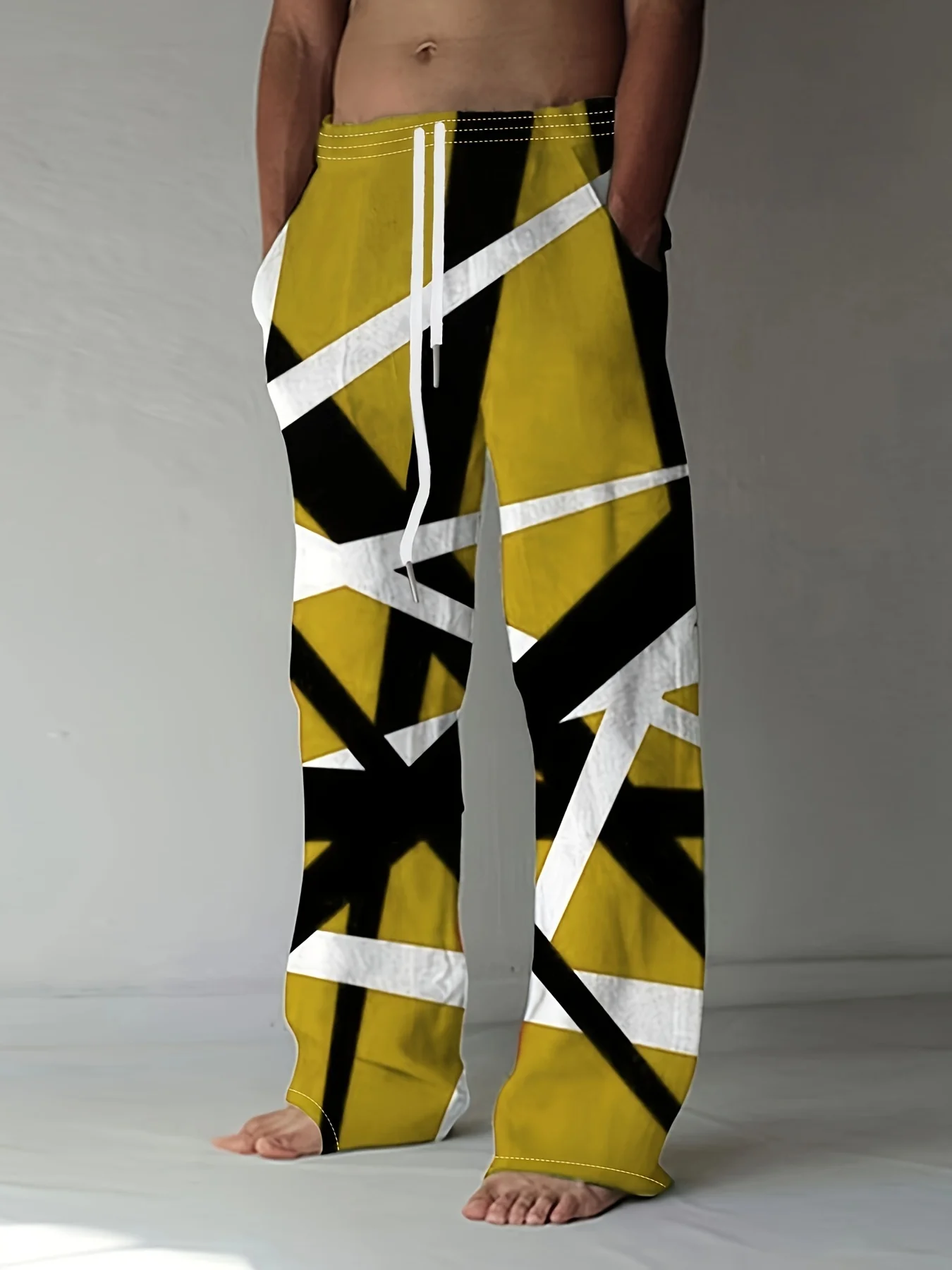 Unisex Weite Retro-Camouflage-Hose, Hawaiianische Flammen 3D-Hose, Outdoor-Sporthose, Urlaubshose