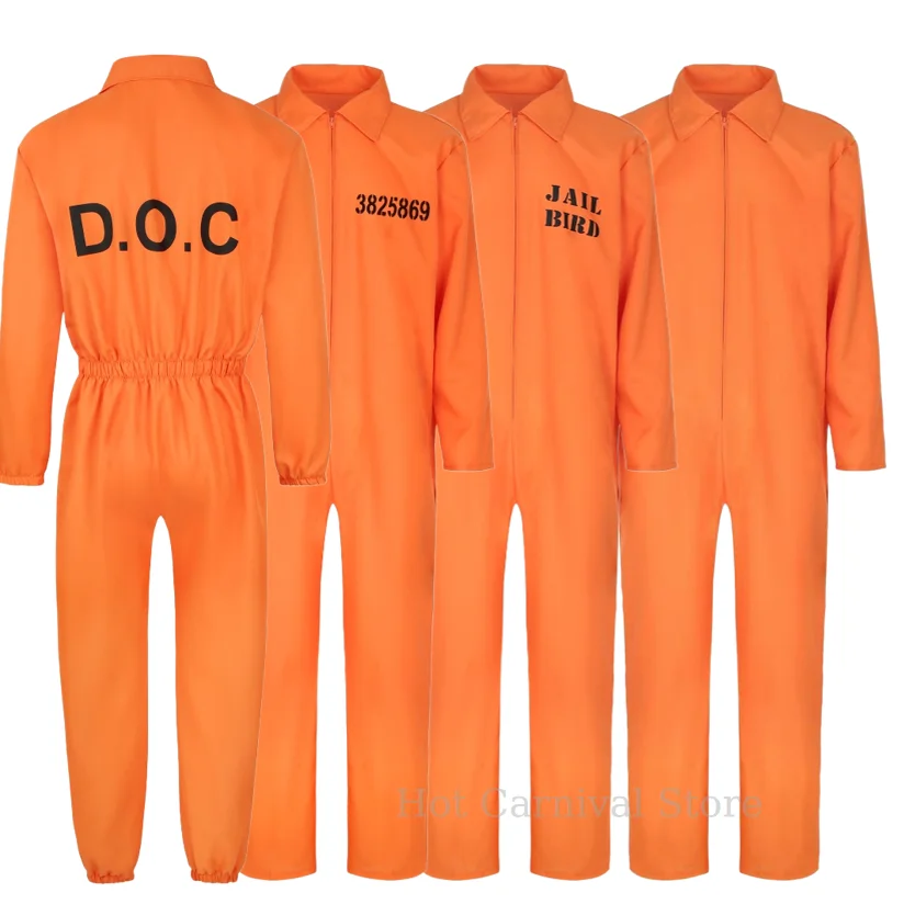 

Halloween Adult Orange Prison Uniform Cosplay Party Masquerade Performance Stage Costume PropJumpsuit Set