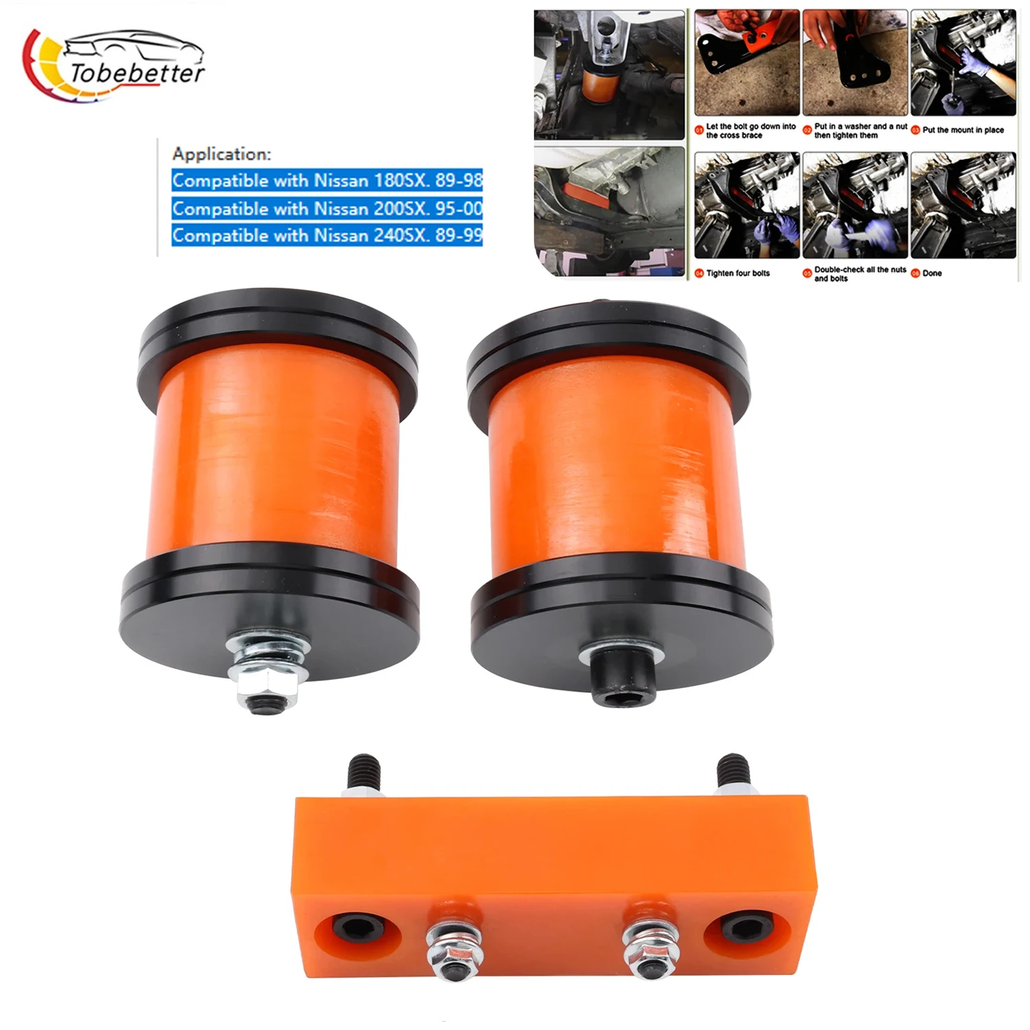 Polyurethane Engine Motor & Transmission Mounts Kit For NISSAN 89-00 S13 S14 180SX 200SX 240SX SR20 KA24
