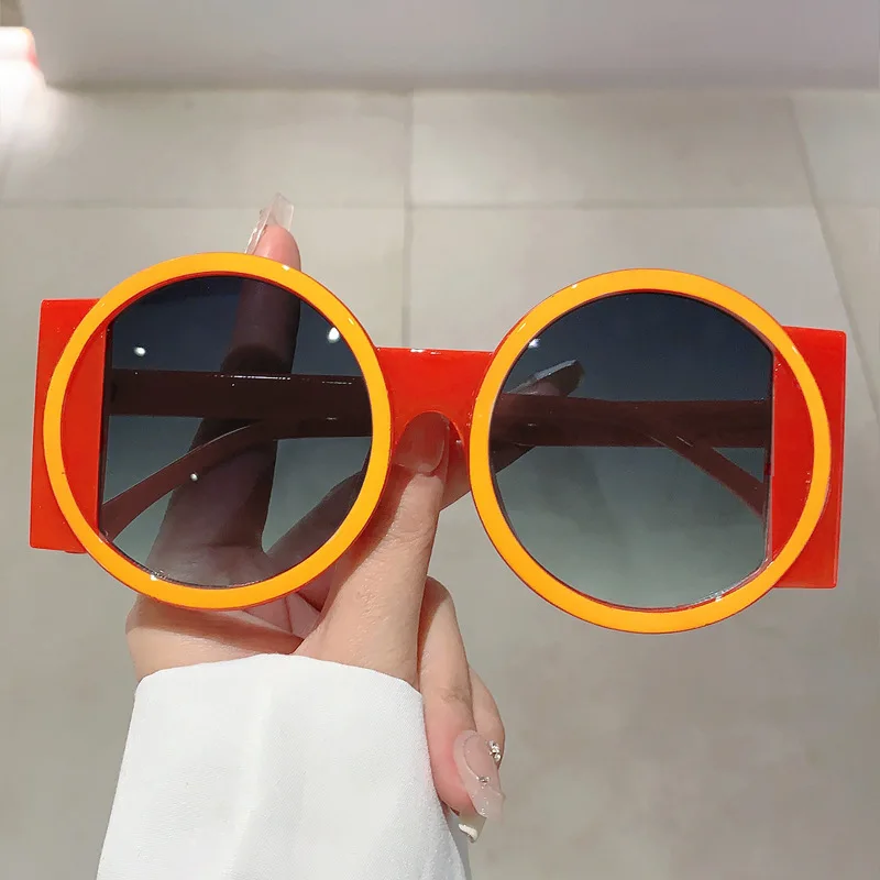 Hip Hop Trend Contrast Color Irregular Round Shades Unique Funny Frame UV Block Face Slimming Eyewear Perfect Fashion Shades
