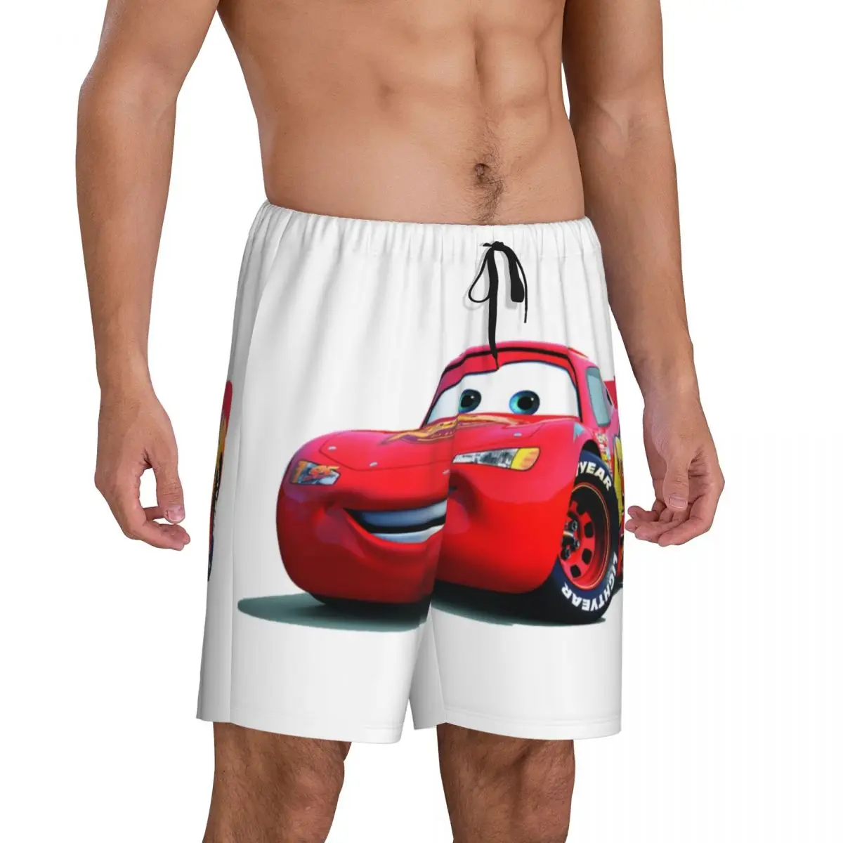 Custom Cars Lightning Mcqueen Pajama Bottoms Men Lounge Sleep Shorts Stretch Sleepwear Pjs with Pockets