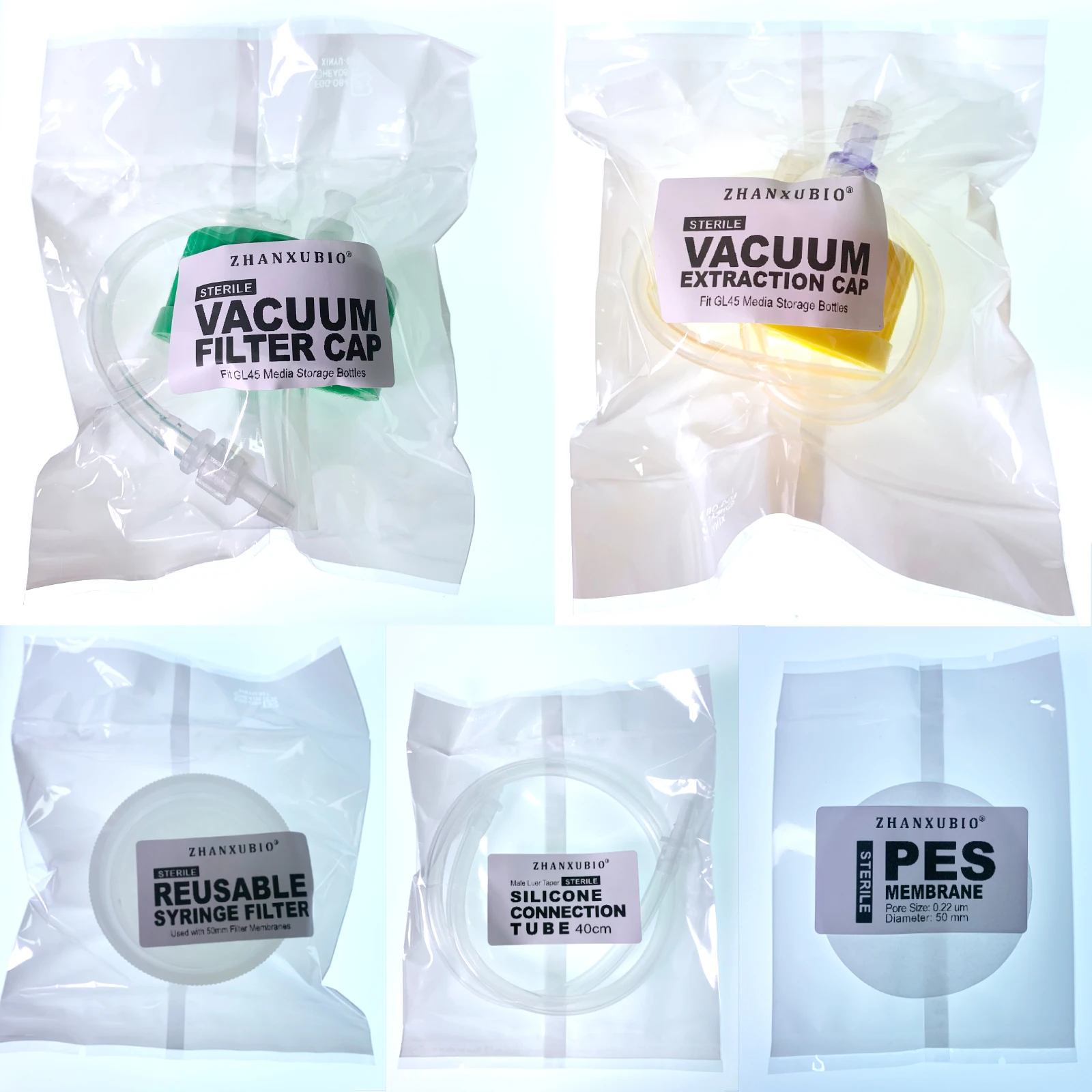 GL45 Sterile Vacuum Filter Cap with 0.22um PES Membrane,Bottle Top Reuseable By KS-Tek