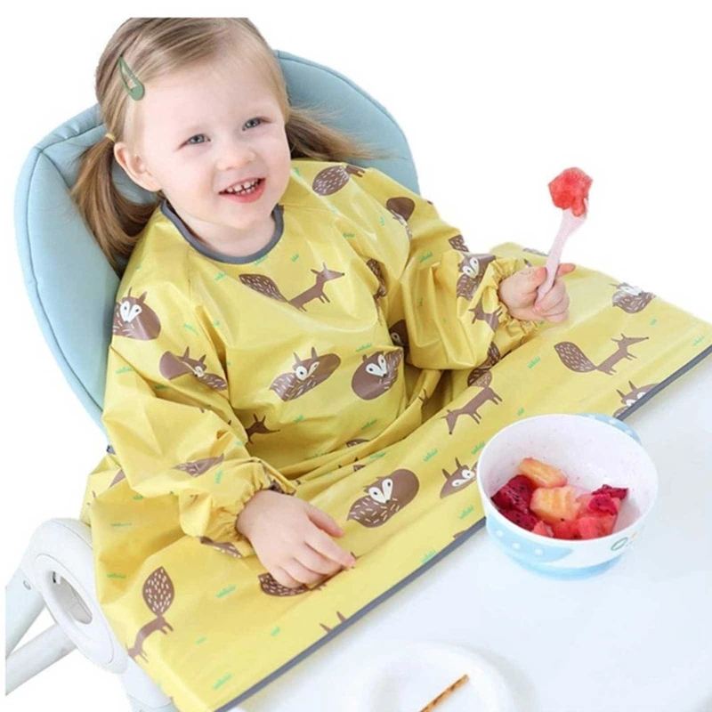 

Newborn Long Sleeve Bib Coverall with Table Cloth Cover Baby Dining Chair Gown Waterproof Saliva Towel Burp Apron