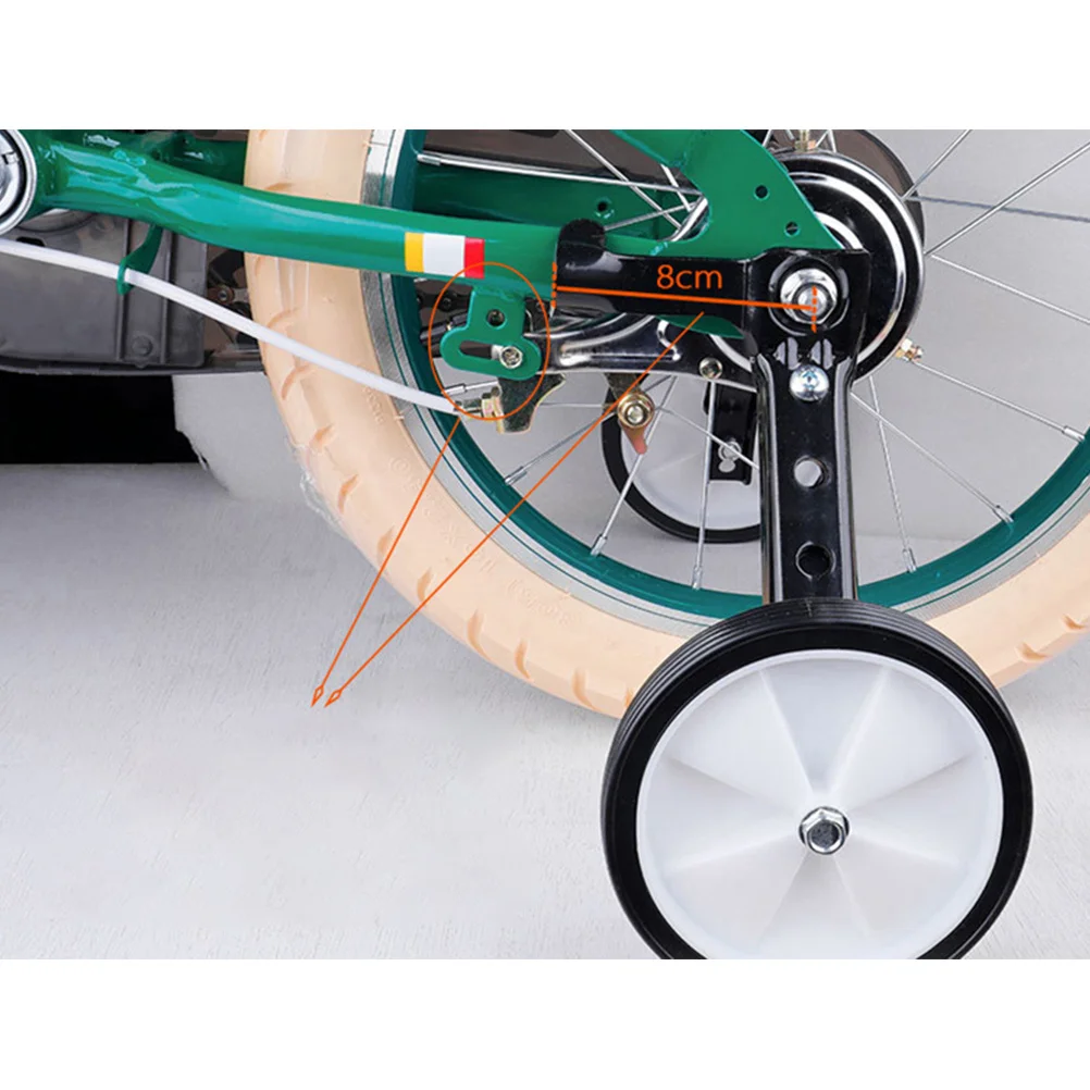 

1 пара тренировочных колес для детского велосипеда, регулируемый задний стабилизатор для велосипеда, сверхмощные вспомогательные колеса, противоскользящие, без шума для 16 дюймов