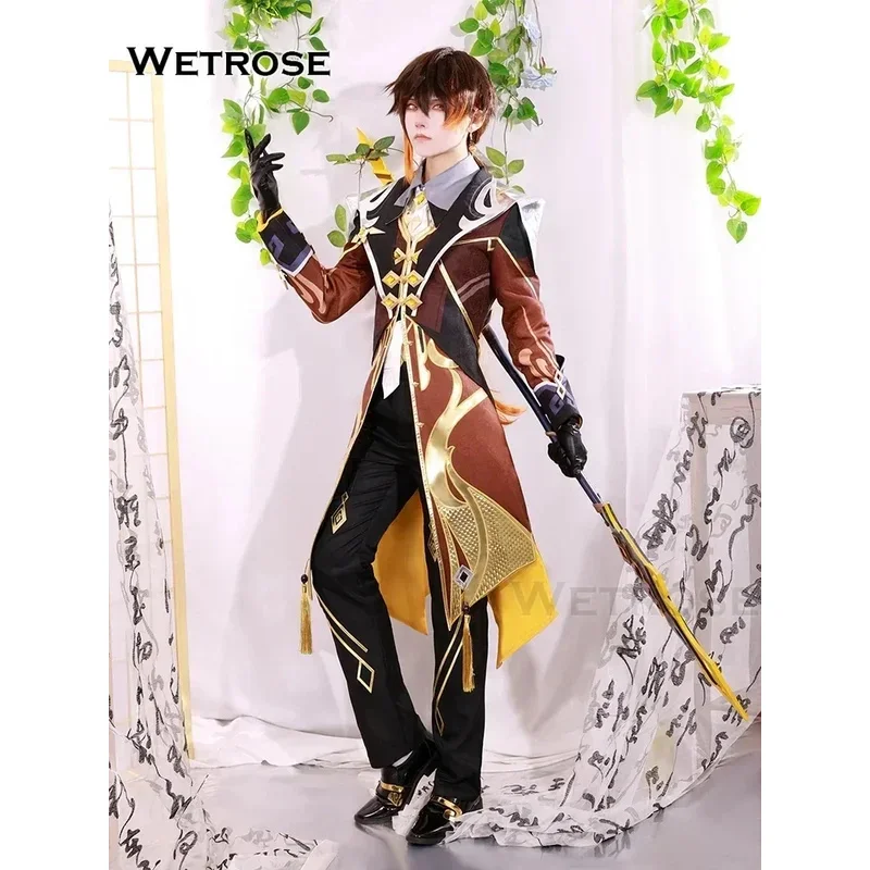 ZA01 【Weiß】Zhongli SSR Cosplay Kostüm Genshin Impact Zhong Li Morax Morax Zhong Li John Lee Geo Archon Rex Lapis Perücke HalZa0@
