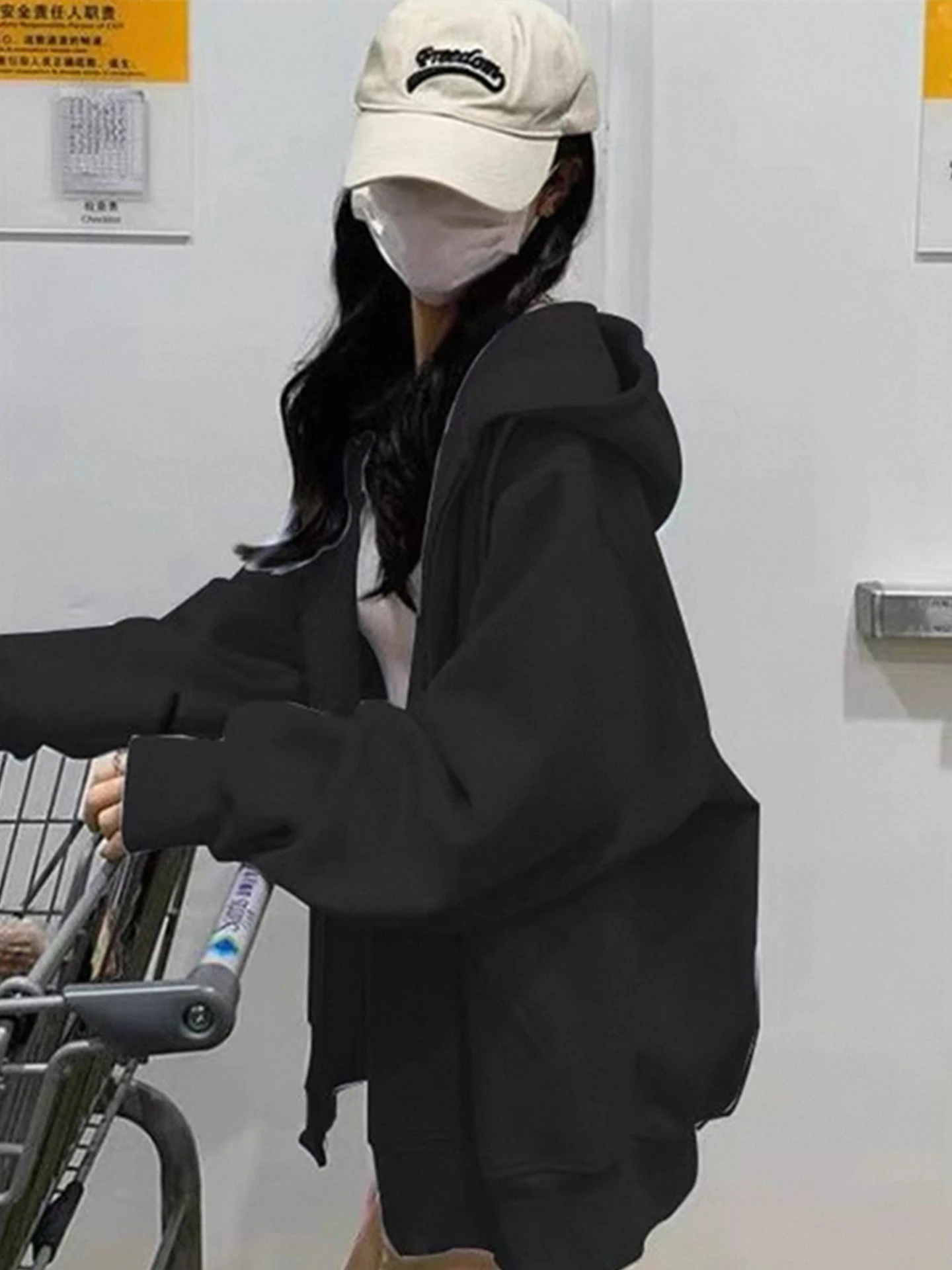 Solto moletom com capuz feminino primavera outono novo sle estudante preguiçoso fino azul aberto cardigan topo thiened commute sle zíper