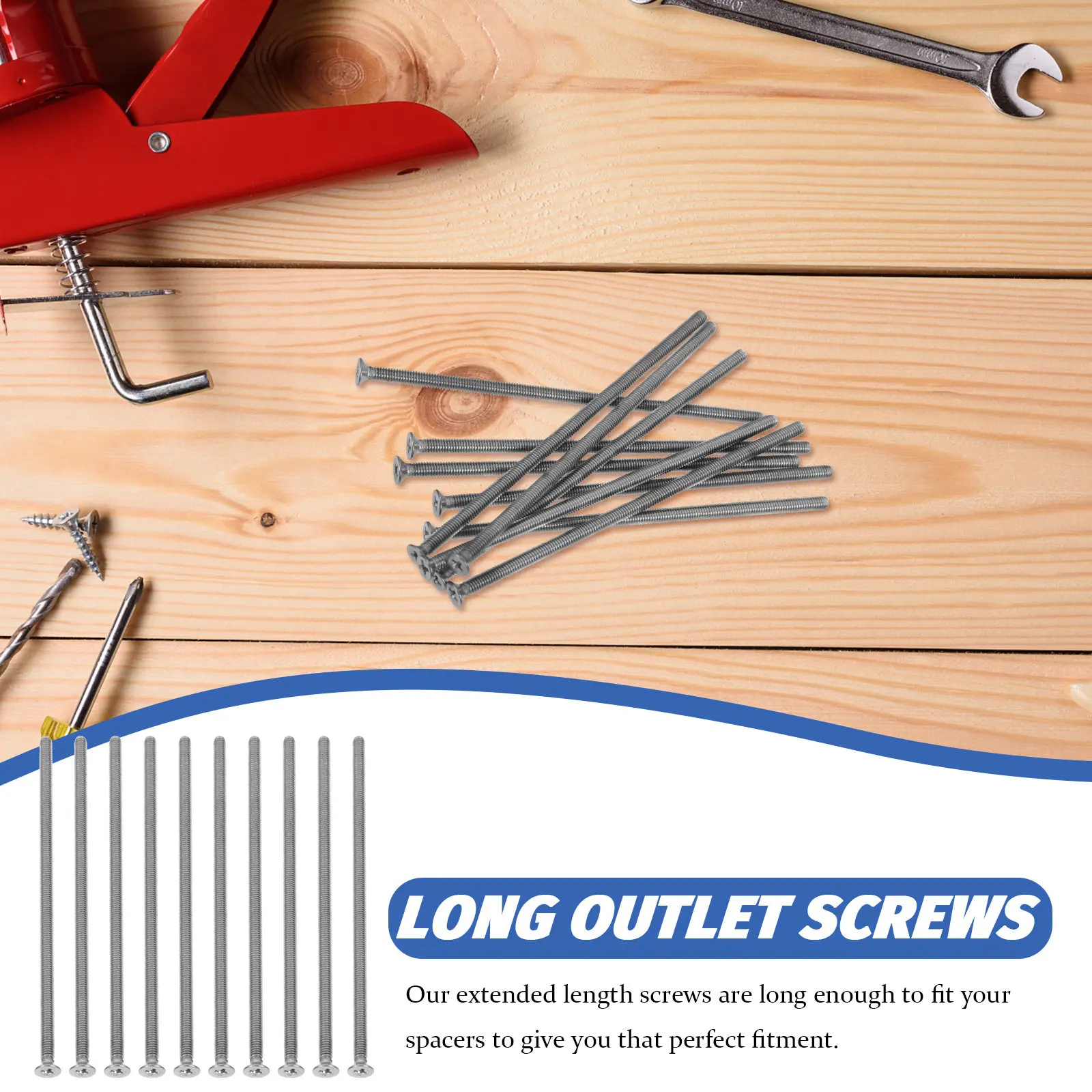 Extended Length Stainless Steel Wall Plate Screws for Outlet Box Installation DIY Household Repairs Long Outlet Screws