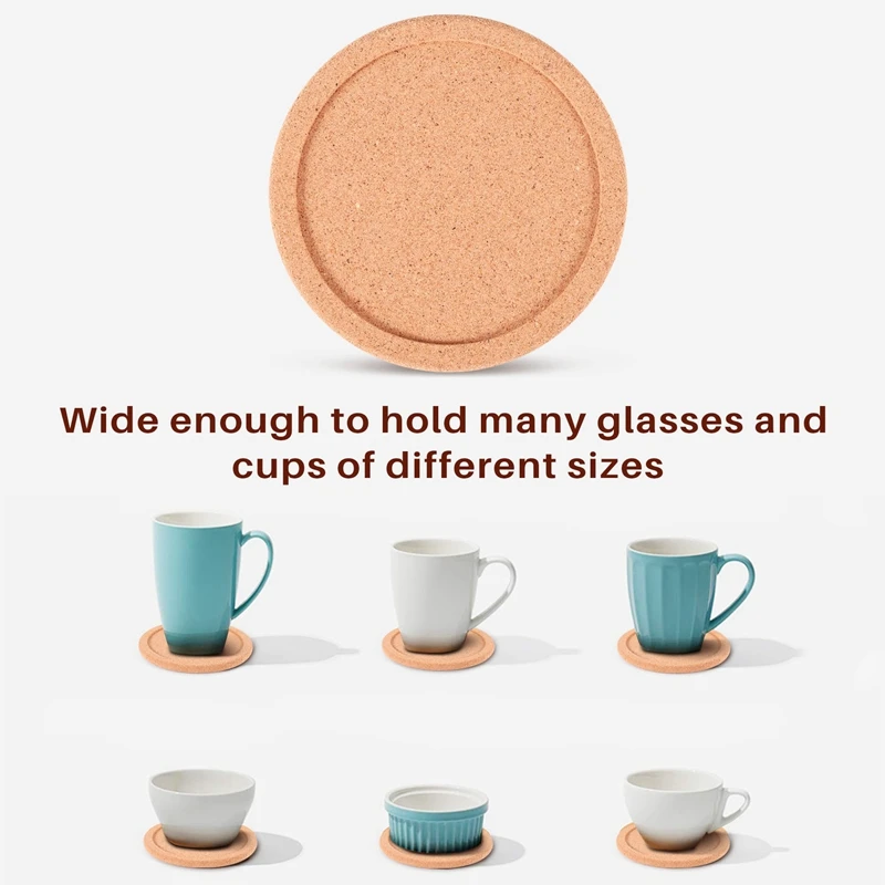 Cork Coasters With Lip For Drinks Absorbent Thick Rustic Saucer With Holder Heat & Water Resistant Best Reusable Natural Round C