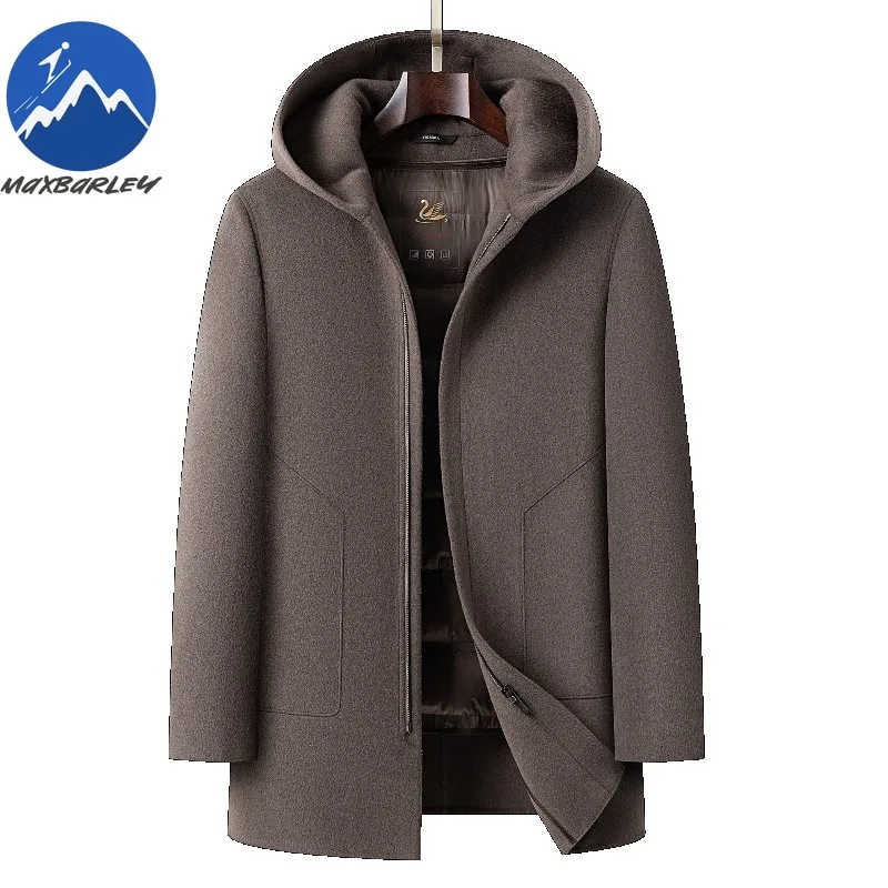 

Maxbarley Men Down Jacket Hiking Travel Windproof Warm Parka High Quality Outdoor Cold Resistant Anti-Pilling Winter Wool Coat