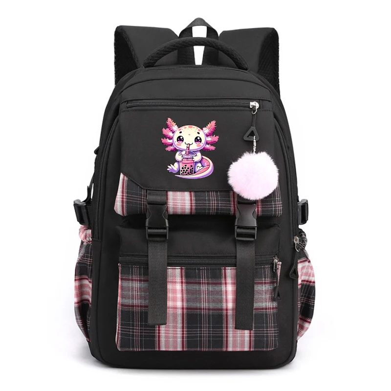 Axolotl 배낭 프린트 백팩, 십대 노트북 배낭, 귀여운 학교 가방