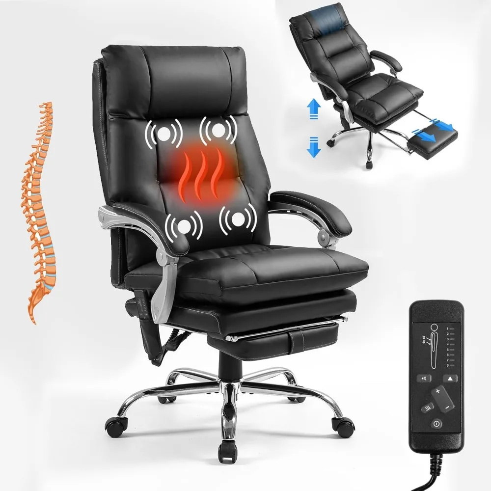 

400lbs Executive Leather Office Chair with Ergonomic Design and Reclining Function - Comfortable Computer Desk Chair with Integr