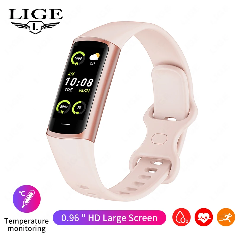 

LIGE New Fashion Smartwatch Men Women Body Temperature Blood Oxygen Monitoring Bracelet Waterproof Sports Smart Watch Laides