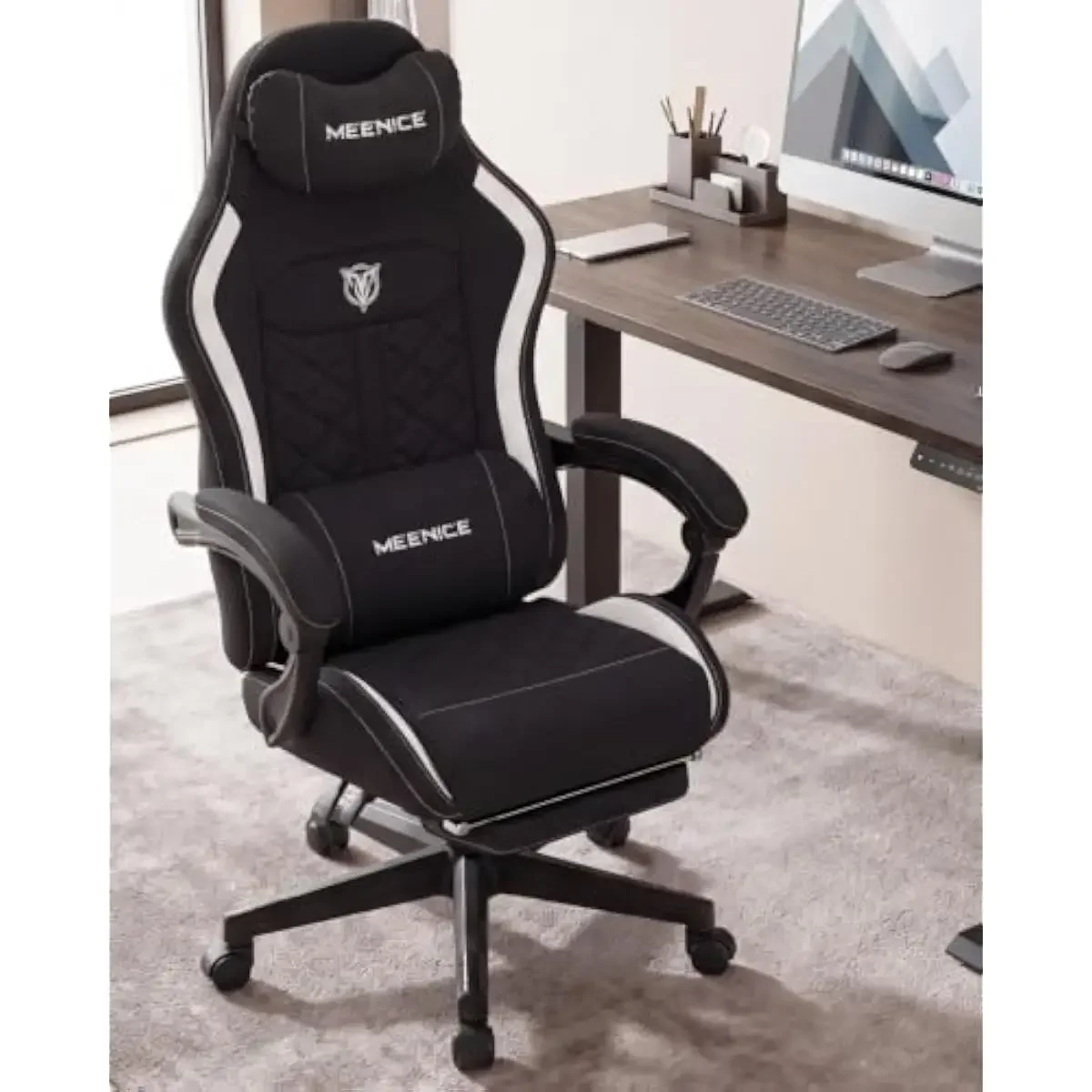 Extra-Wide High-Back Gaming Seat with Adjustable Recline 90°–135°, Breathable Textile Upholstery, Pocket-Spring Cushioning, Mass
