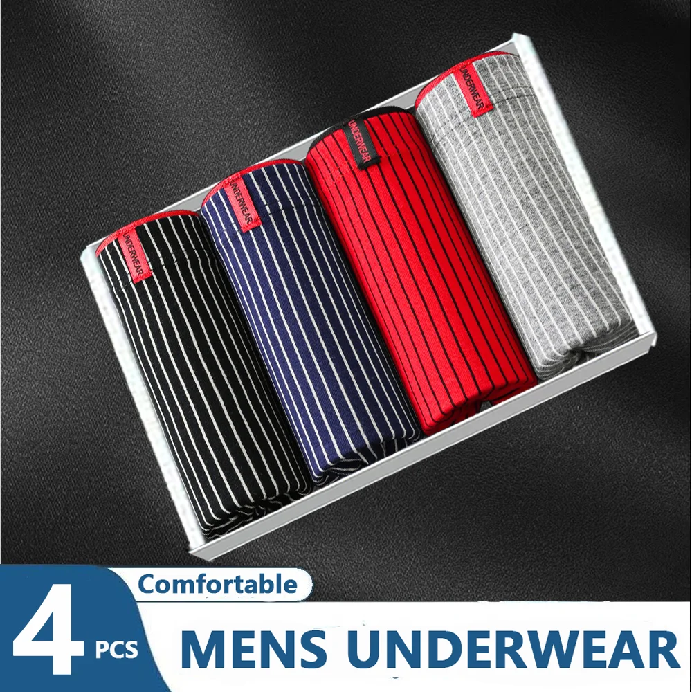 

4-piece/los Mens Cotton Underwear Boxer Shorts Comfortable Cotton Breathable High Elasticity Mens Sexy Soft Mens Shorts L-4XL