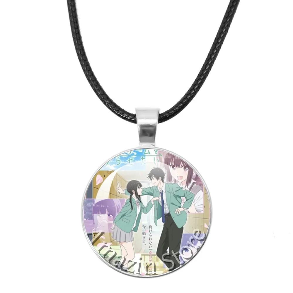 25mm Black Leather Necklace  Anime I Want to End This Love Game Character Scallion Youxi Yesakura Meijiu Glass Jewelry GiftJD029