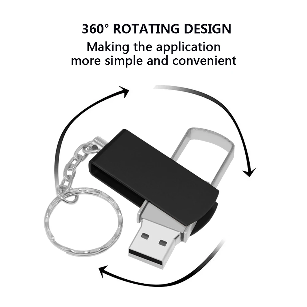 Super Mini USB 2.0 Flash Drive 64GB Silver Metal Pen Drive 32GB with Free Key Ring Creative Cool Gift Memory Stick 16GB