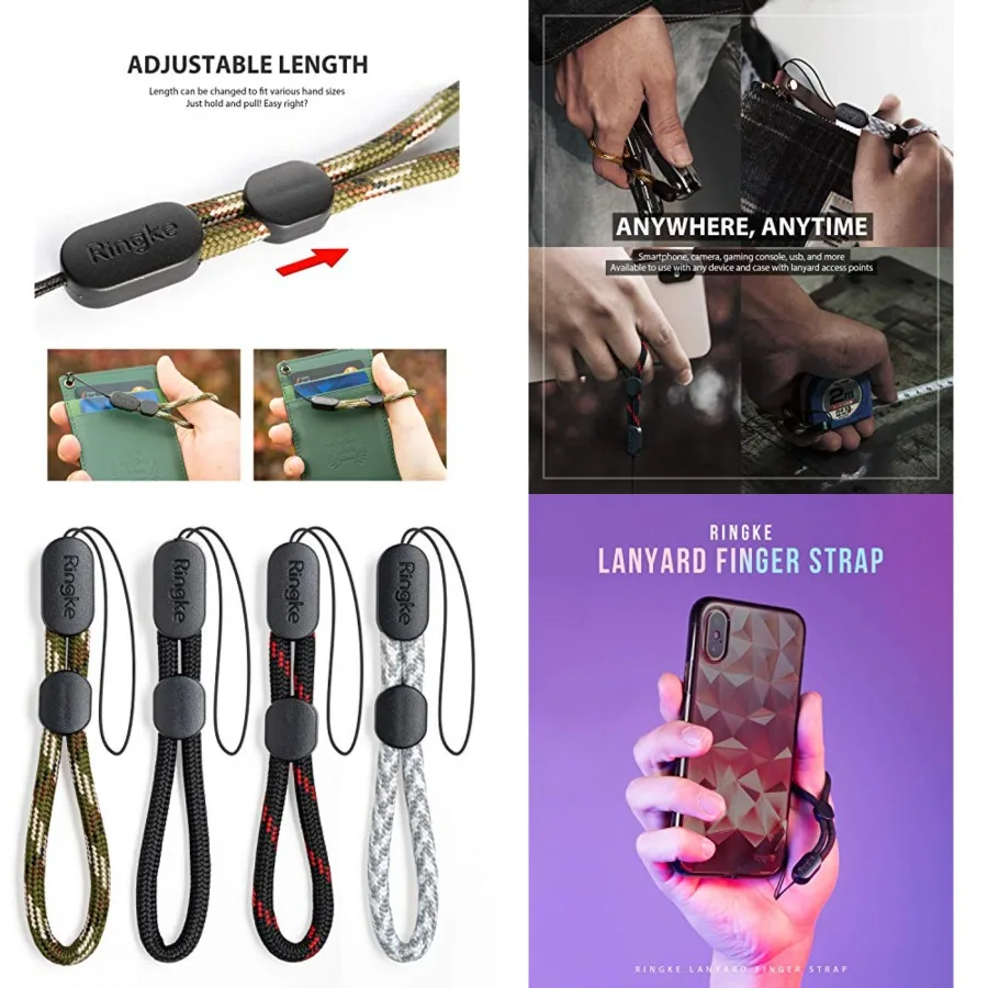 

Ringke Lanyard Finger Strap, Durable Parachute Cord Phone Strap for Women and Men, Adjustable Strap for Phone, Camera, Game Con