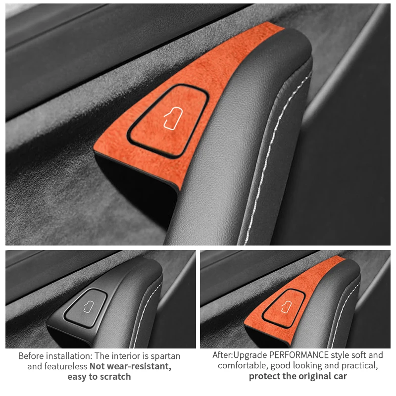 For Tesla Model 3 Y 2019-2023 Made of Alcantara Door Switch Button Decor Cover Control Panel Trim Sticker Interior Accessories