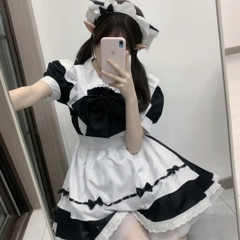 Japanese Soft Girl Maid Cosplay Costume Women Plus Size Gothic Lolita Princess Pink Dress Sweet Bow Love Live Cosplay Uniform