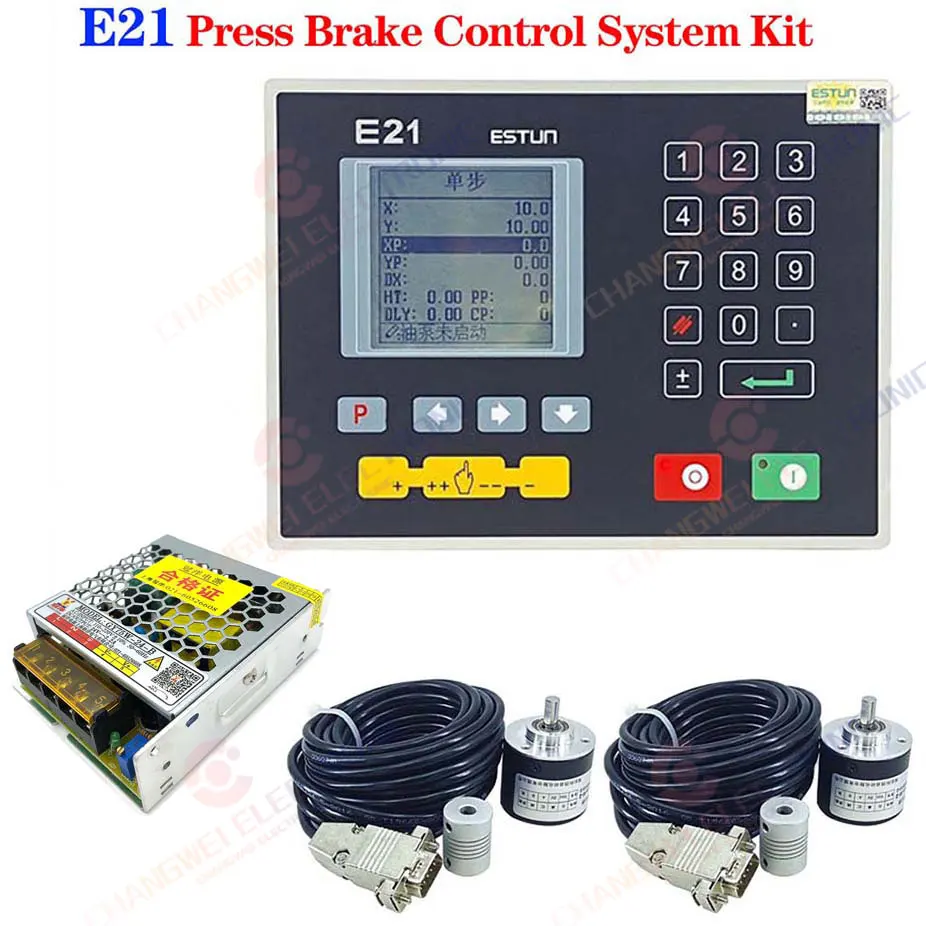 Estun E21 Hydraulische Persremcontroller Buigmachine Buigmachine Controller + 2 Encoders + Dc Schakelende Voeding