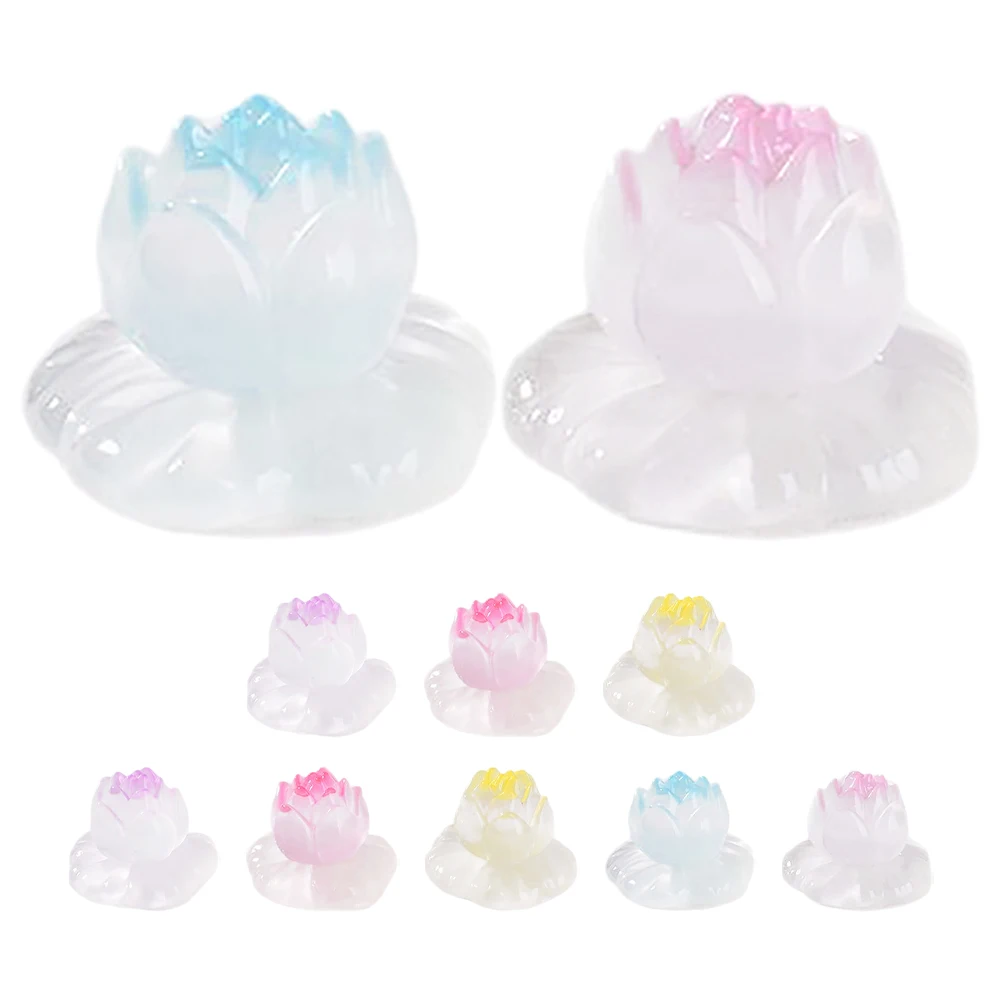 

10pcs Mini Resin Lotus Decoration Fish Tank Ornaments Waterproof Durable Simulated Realistic Small Figurines Aquarium Home