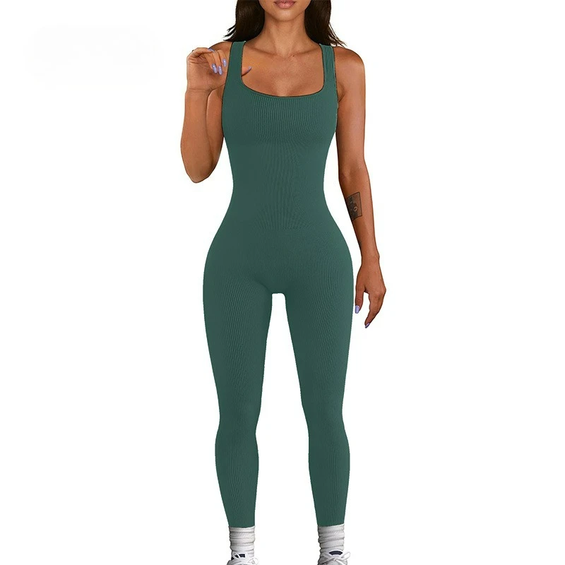 2025 Latest Seamless Yoga Jumpsuit with Chest Cushion for Sports Shaping Detachable Chest Cushion Thread Tight  Jumpsuit