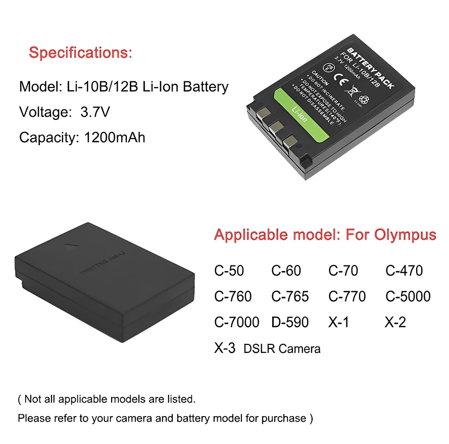 Li-10B Li-12B Battery for Olympus X1,X2,X3,X500,C50,C60,C70,C760,C770,C759 U300,U410,Camera Batteries LI10B LI12B