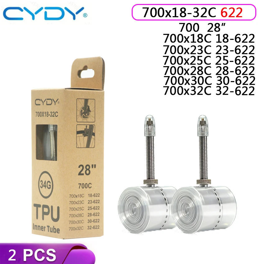 CYDY Ultraleichter Fahrradschlauch aus TPU 700C 700X18-32C Rennrad TPU-Material Reifen 45/65/85mm Französisches Ventil Pneu Kamera Reifen