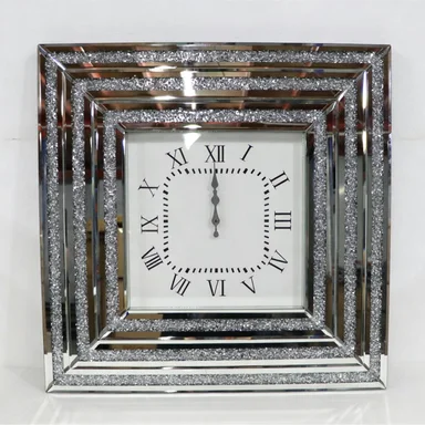 New Crystal Design Wall Clocks with Roman Numbers Quartz Silent Large Size Living Room Office Glass Use Wall Clock