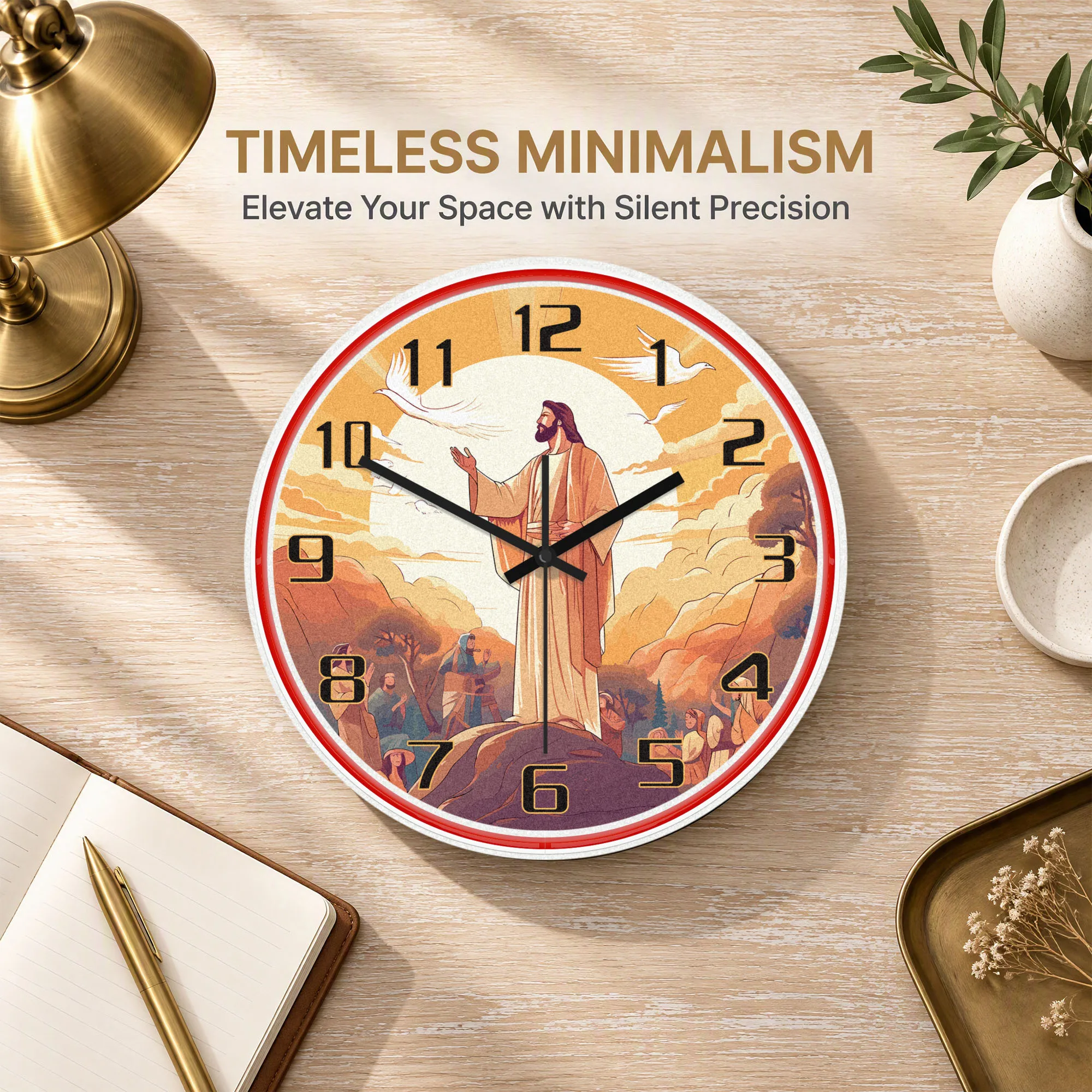 Jesus Sermon On The Mount LED Neon Light Wall Clock For Prayer Room Christian Faith Illuminated Sign Religious Wall Decor Clock