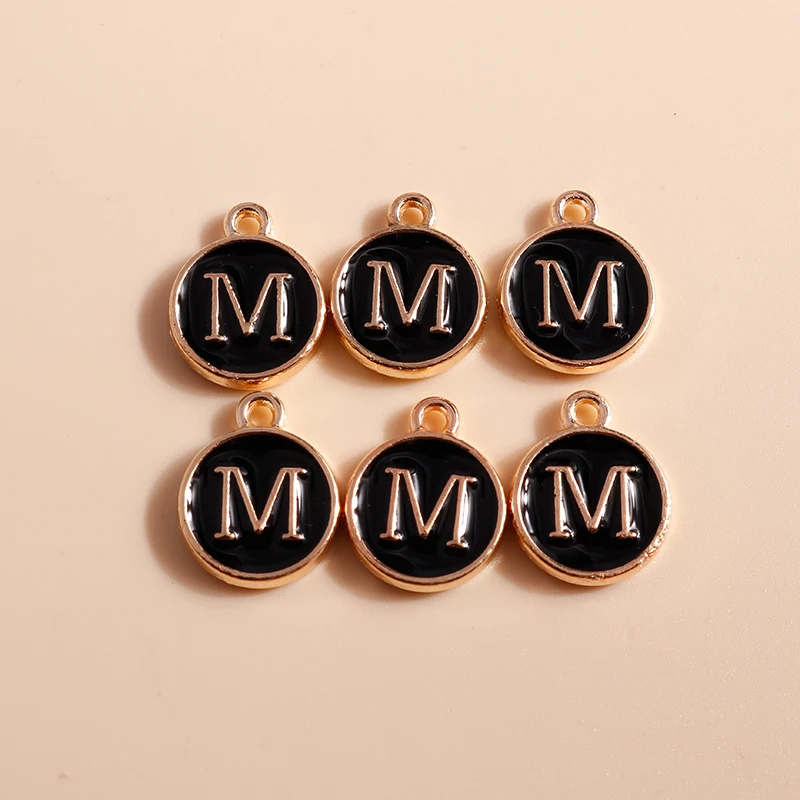 20 Stück 12x15mm Niedliche Schwarze Emaille A-Z 26 Alphabet-Buchstaben Anhänger für Schmuckherstellung Ohrringe Halsketten DIY Bastelzubehör – Detail 15