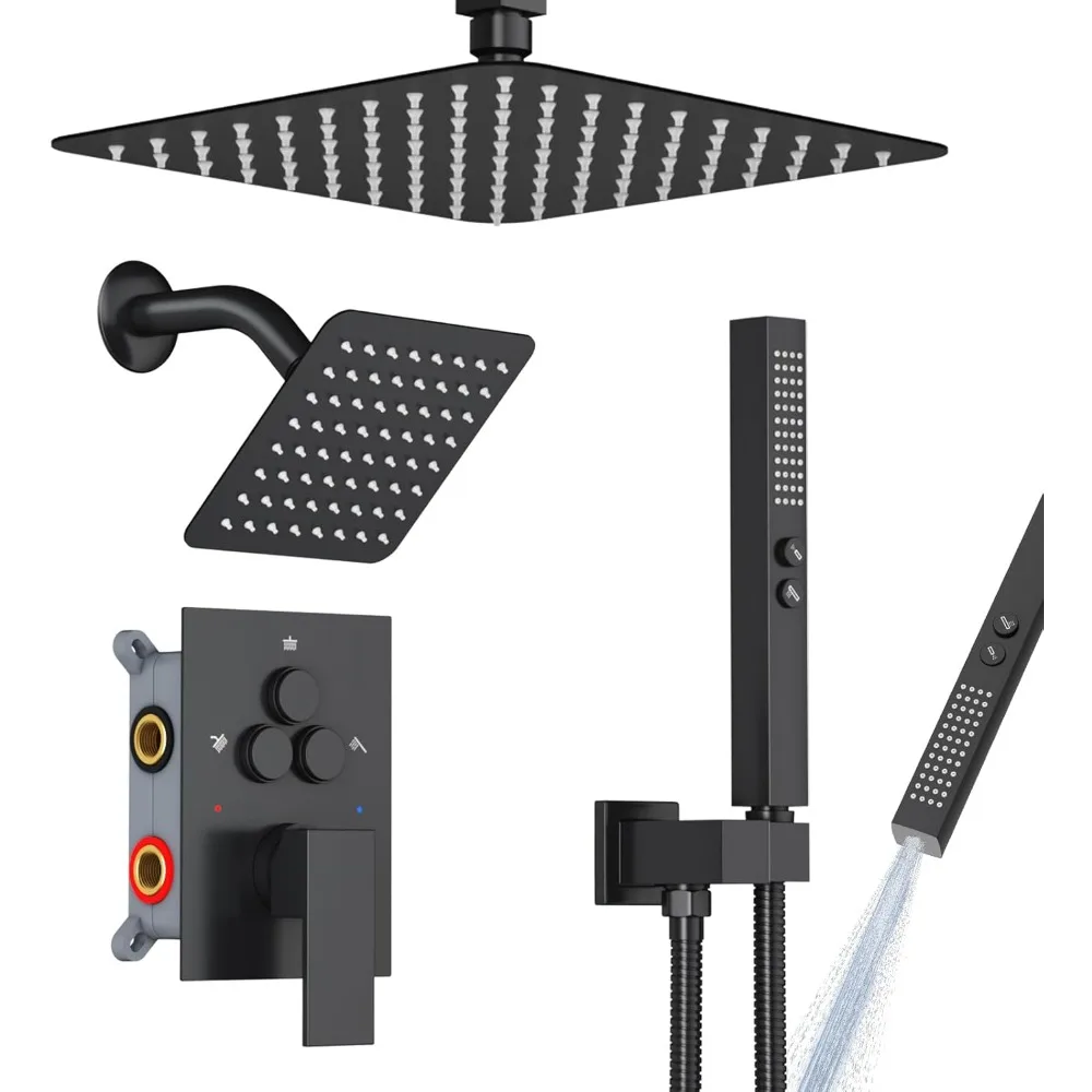 

Двойная душевая система EMBATHER с кнопочным переключателем и 10-дюймовой душевой насадкой с дождевым потолочным креплением