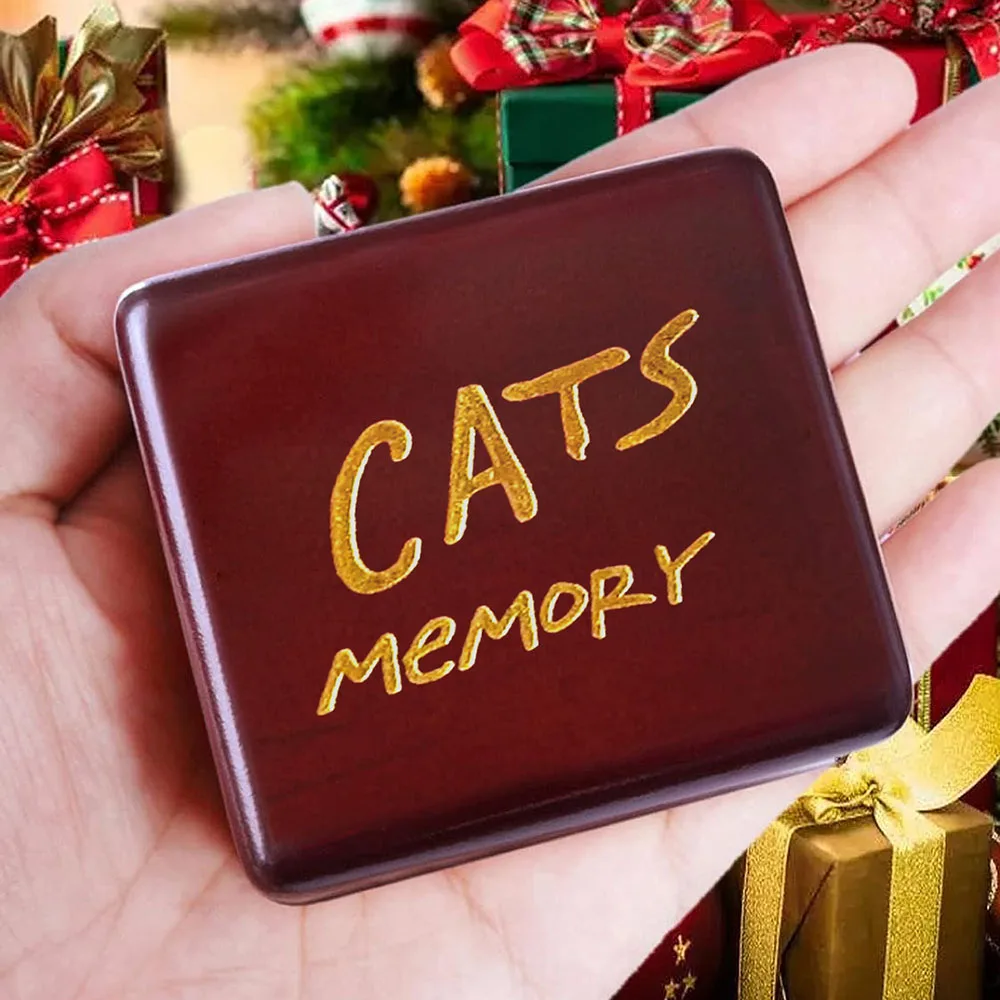 

Wooden Music Box with Cat Memory, Musical Interlude Theatre, Famous Melody, Movement, Special Gift for Fans, Friend, Birthday