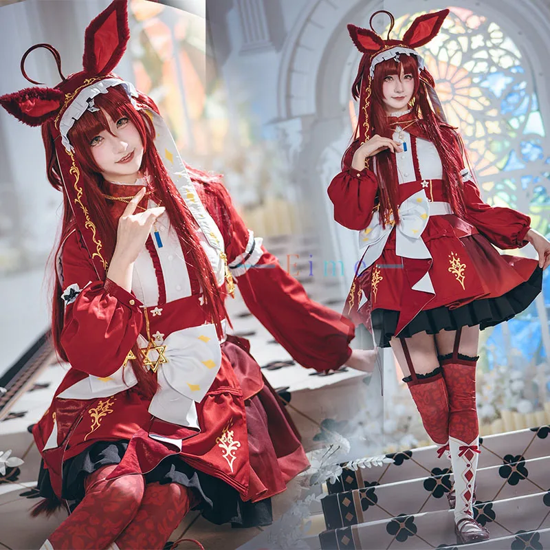 Disfraz de Cosplay de Game Pretty Derby Red Desire para mujer, vestido con sombrero rojo, traje de fiesta, uniformes de Halloween, ropa de Anime hecha a medida