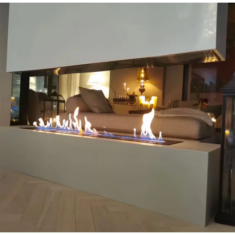 Modern Ethanol Fireplace Remote Control Easy Insert Installation Indoor Home Outdoor Use Metal