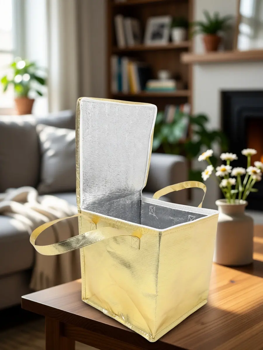 1Pcs Elegant Side-Open Insulated Storage Bag Lightweight Foldable Thermal Tote for Camping Lunch Snacks Drinks Ice Cream Cake