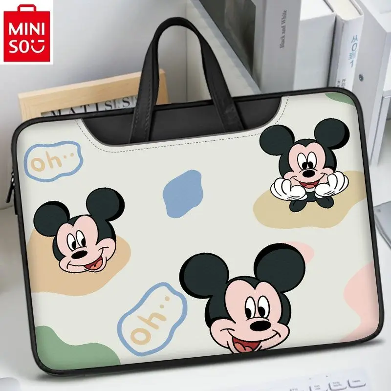 MINISO   Disney laptop bag for women, high-quality cartoon Mickey suitable for 14 15.6-inch multifunctional storage briefcase