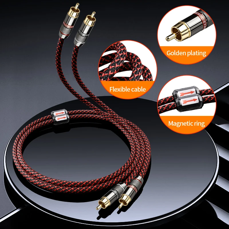 YYTCG HIFI RCA Interconnect Cable 4N OFC Male-to-Male Stereo Audio Cord for Car Audio Amplifier TV Home Speaker