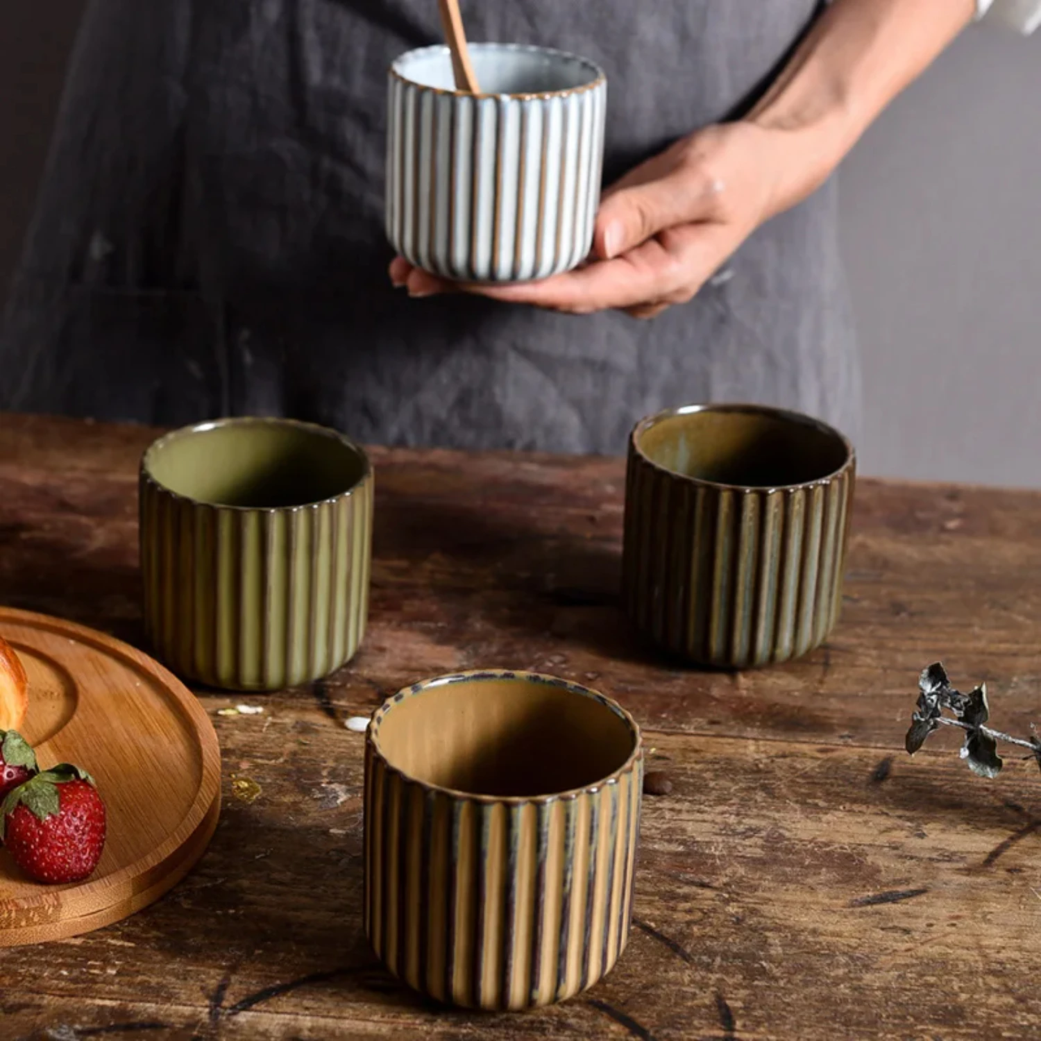 Japanese Style Retro Ceramic Tea Cup Porcelain Teacups Sake Cups Coffee Mug Wine Mug Water Mug Household Afternoon Teacup