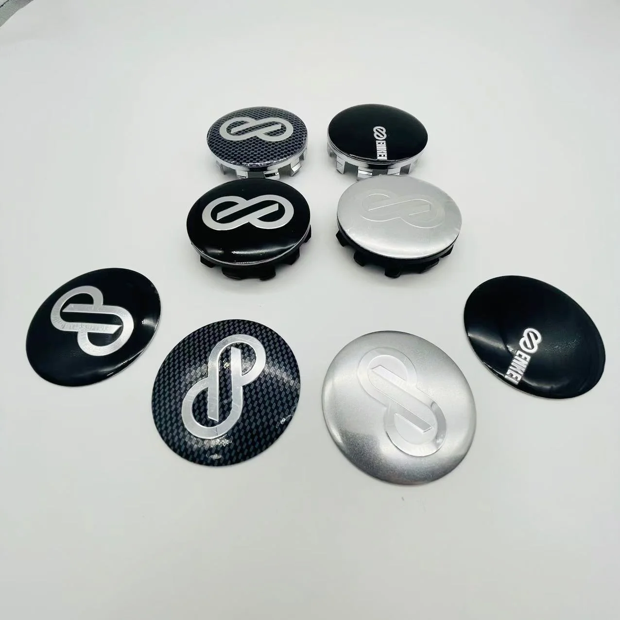 

4PCS Rim Cap 56mm Center Cap ENKEI Racing Emblem Sticker Wheel Cover Hub Cap Black & Silver