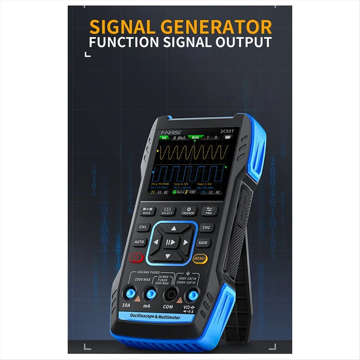 A89X  2C53T Upgrade 3in1 Oscilloscope Multimeter Signal Generator 50MHz Bandwidth 250MS Rate Dual Channel 20000 Counts