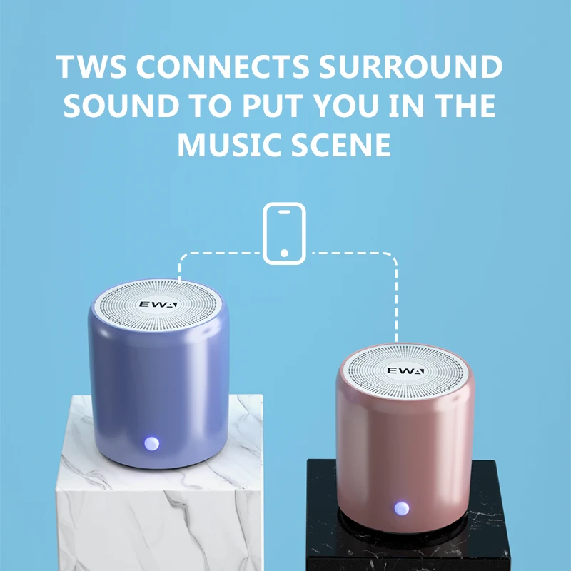 2025 حار بيع EWA A107 TWS مكبر صوت لاسلكي صغير محمول RGB LED مع مضخم صوت RGB ميكروفون الإضاءة لاستخدام الحفلات