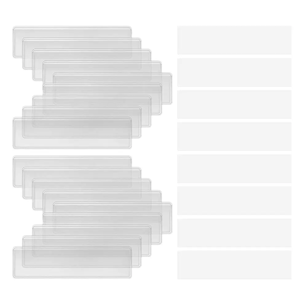 

60pcs Label Holder Adhesive Pockets Clear Plastic Card Sleeves Waterproof Clear Sticky Pockets ganizer