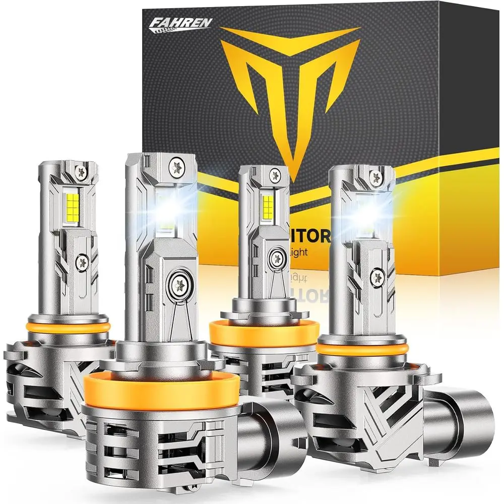 Upgraded H11/H9/H89005/HB3 Combo Light Bulbs, 10000LM 10x Brighter 6500K, Cooling Fan, Mini Size, CANBUS Compatible, Plug and Pl