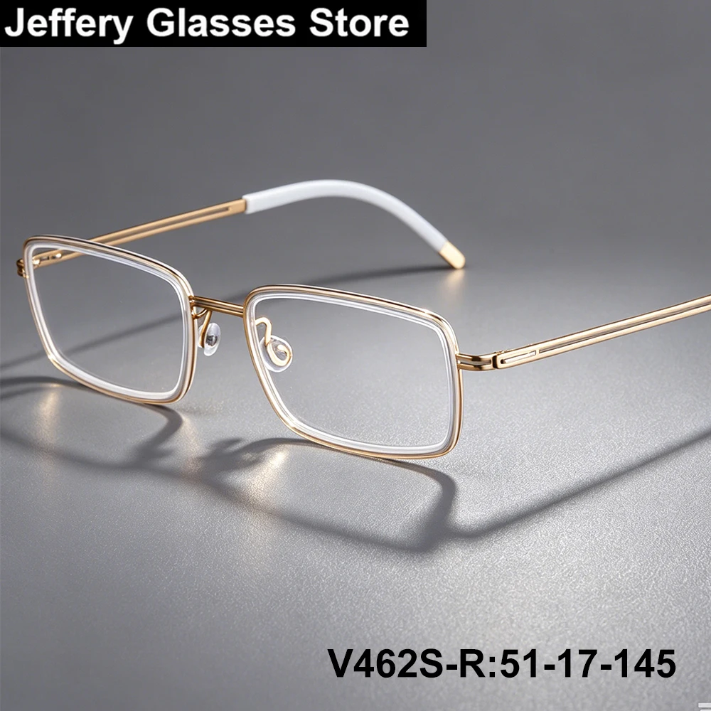 Nordic Brand Rectangle Titanium Glasses Frame Men Women Light Weight Screwless Eyeglasses Business Acetate Spectacle INS Gafas