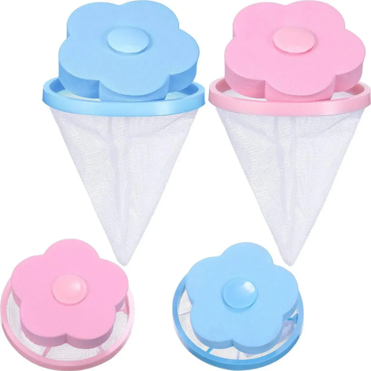 4-Pack Floating Lint Mesh Bags for Washing Machine Hair Filter And Lint Trap Home Cleaning Accessories
