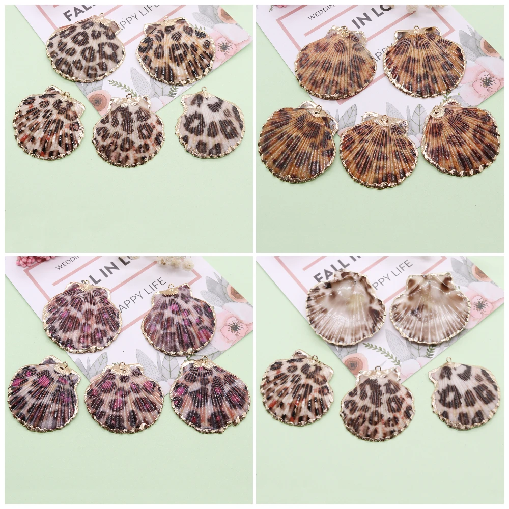 

Natural Seawater Seashell Pendant Bohemian Fashion Leopard Wrap Seashell Beach Conch Pendant Necklace DIY Summer Jewelry Gifts