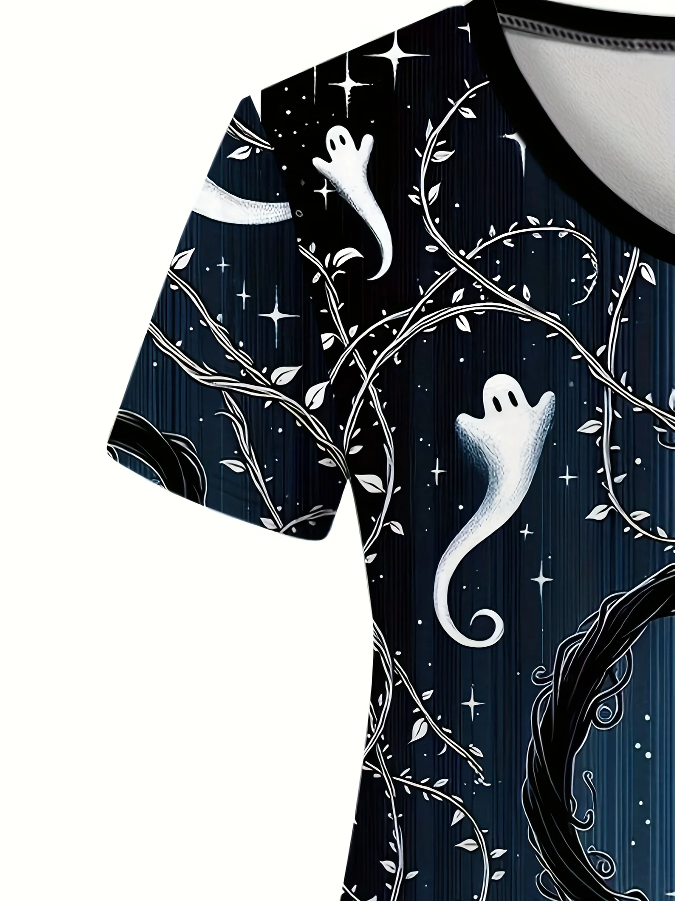 2025 할로윈 고양이 & 달 프린트 V넥 스크럽 상의, 의사, 간호사, 치과의사, 여성 직장인을 위한 편안한 케어 유니폼